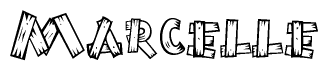 The clipart image shows the name Marcelle stylized to look like it is constructed out of separate wooden planks or boards, with each letter having wood grain and plank-like details.