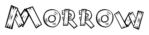 The image contains the name Morrow written in a decorative, stylized font with a hand-drawn appearance. The lines are made up of what appears to be planks of wood, which are nailed together