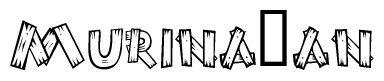 The clipart image shows the name Murina an stylized to look as if it has been constructed out of wooden planks or logs. Each letter is designed to resemble pieces of wood.