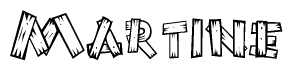 The clipart image shows the name Martine stylized to look as if it has been constructed out of wooden planks or logs. Each letter is designed to resemble pieces of wood.