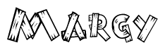 The clipart image shows the name Margy stylized to look like it is constructed out of separate wooden planks or boards, with each letter having wood grain and plank-like details.