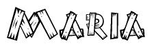The clipart image shows the name Maria stylized to look as if it has been constructed out of wooden planks or logs. Each letter is designed to resemble pieces of wood.