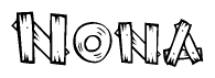 The clipart image shows the name Nona stylized to look like it is constructed out of separate wooden planks or boards, with each letter having wood grain and plank-like details.
