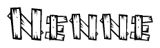 The image contains the name Nenne written in a decorative, stylized font with a hand-drawn appearance. The lines are made up of what appears to be planks of wood, which are nailed together