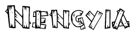 The clipart image shows the name Nengyia stylized to look like it is constructed out of separate wooden planks or boards, with each letter having wood grain and plank-like details.