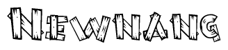 The image contains the name Newnang written in a decorative, stylized font with a hand-drawn appearance. The lines are made up of what appears to be planks of wood, which are nailed together