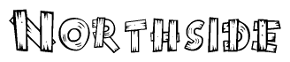 The clipart image shows the name Northside stylized to look as if it has been constructed out of wooden planks or logs. Each letter is designed to resemble pieces of wood.