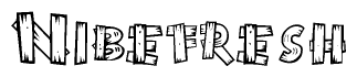 The image contains the name Nibefresh written in a decorative, stylized font with a hand-drawn appearance. The lines are made up of what appears to be planks of wood, which are nailed together