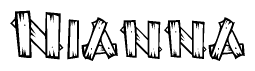 The clipart image shows the name Nianna stylized to look as if it has been constructed out of wooden planks or logs. Each letter is designed to resemble pieces of wood.