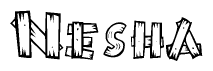 The clipart image shows the name Nesha stylized to look like it is constructed out of separate wooden planks or boards, with each letter having wood grain and plank-like details.