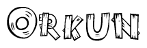 The clipart image shows the name Orkun stylized to look like it is constructed out of separate wooden planks or boards, with each letter having wood grain and plank-like details.