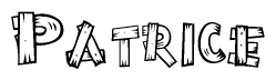 The clipart image shows the name Patrice stylized to look like it is constructed out of separate wooden planks or boards, with each letter having wood grain and plank-like details.