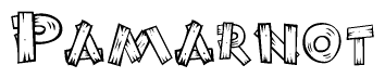 The clipart image shows the name Pamarnot stylized to look like it is constructed out of separate wooden planks or boards, with each letter having wood grain and plank-like details.