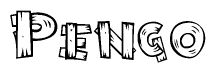 The clipart image shows the name Pengo stylized to look like it is constructed out of separate wooden planks or boards, with each letter having wood grain and plank-like details.
