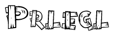 The image contains the name Prlegl written in a decorative, stylized font with a hand-drawn appearance. The lines are made up of what appears to be planks of wood, which are nailed together