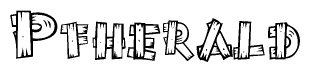 The clipart image shows the name Pfherald stylized to look as if it has been constructed out of wooden planks or logs. Each letter is designed to resemble pieces of wood.