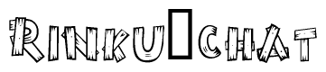 The image contains the name Rinku chat written in a decorative, stylized font with a hand-drawn appearance. The lines are made up of what appears to be planks of wood, which are nailed together
