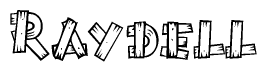 The clipart image shows the name Raydell stylized to look like it is constructed out of separate wooden planks or boards, with each letter having wood grain and plank-like details.