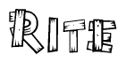 The clipart image shows the name Rite stylized to look like it is constructed out of separate wooden planks or boards, with each letter having wood grain and plank-like details.