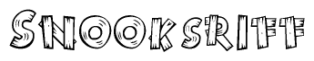 The image contains the name Snooksriff written in a decorative, stylized font with a hand-drawn appearance. The lines are made up of what appears to be planks of wood, which are nailed together