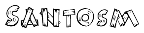 The clipart image shows the name Santosm stylized to look like it is constructed out of separate wooden planks or boards, with each letter having wood grain and plank-like details.