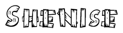 The clipart image shows the name Shenise stylized to look like it is constructed out of separate wooden planks or boards, with each letter having wood grain and plank-like details.