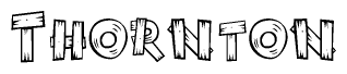 The clipart image shows the name Thornton stylized to look like it is constructed out of separate wooden planks or boards, with each letter having wood grain and plank-like details.