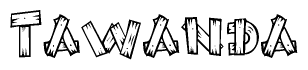 The clipart image shows the name Tawanda stylized to look as if it has been constructed out of wooden planks or logs. Each letter is designed to resemble pieces of wood.
