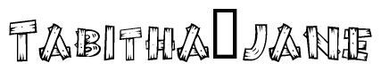 The clipart image shows the name Tabitha jane stylized to look like it is constructed out of separate wooden planks or boards, with each letter having wood grain and plank-like details.