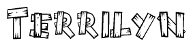 The clipart image shows the name Terrilyn stylized to look like it is constructed out of separate wooden planks or boards, with each letter having wood grain and plank-like details.