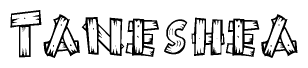 The clipart image shows the name Taneshea stylized to look like it is constructed out of separate wooden planks or boards, with each letter having wood grain and plank-like details.