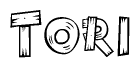 The clipart image shows the name Tori stylized to look like it is constructed out of separate wooden planks or boards, with each letter having wood grain and plank-like details.
