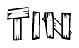 The clipart image shows the name Tin stylized to look like it is constructed out of separate wooden planks or boards, with each letter having wood grain and plank-like details.