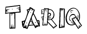 The clipart image shows the name Tariq stylized to look like it is constructed out of separate wooden planks or boards, with each letter having wood grain and plank-like details.