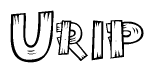 The clipart image shows the name Urip stylized to look like it is constructed out of separate wooden planks or boards, with each letter having wood grain and plank-like details.