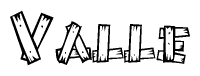 The clipart image shows the name Valle stylized to look as if it has been constructed out of wooden planks or logs. Each letter is designed to resemble pieces of wood.