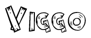 The clipart image shows the name Viggo stylized to look like it is constructed out of separate wooden planks or boards, with each letter having wood grain and plank-like details.