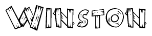 The clipart image shows the name Winston stylized to look like it is constructed out of separate wooden planks or boards, with each letter having wood grain and plank-like details.