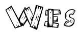 The image contains the name Wes written in a decorative, stylized font with a hand-drawn appearance. The lines are made up of what appears to be planks of wood, which are nailed together