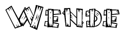 The clipart image shows the name Wende stylized to look as if it has been constructed out of wooden planks or logs. Each letter is designed to resemble pieces of wood.