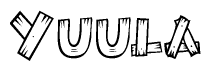 The clipart image shows the name Yuula stylized to look like it is constructed out of separate wooden planks or boards, with each letter having wood grain and plank-like details.