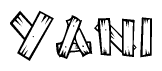 The clipart image shows the name Yani stylized to look as if it has been constructed out of wooden planks or logs. Each letter is designed to resemble pieces of wood.