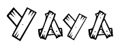The clipart image shows the name Yaya stylized to look like it is constructed out of separate wooden planks or boards, with each letter having wood grain and plank-like details.