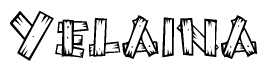 The clipart image shows the name Yelaina stylized to look like it is constructed out of separate wooden planks or boards, with each letter having wood grain and plank-like details.