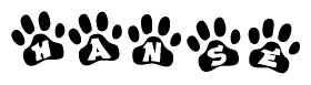 The image shows a series of animal paw prints arranged horizontally. Within each paw print, there's a letter; together they spell Hanse