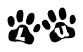 The image shows a series of animal paw prints arranged in a horizontal line. Each paw print contains a letter, and together they spell out the word Lu.