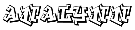 The image is a stylized representation of the letters Analynn designed to mimic the look of graffiti text. The letters are bold and have a three-dimensional appearance, with emphasis on angles and shadowing effects.