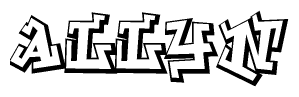 The clipart image features a stylized text in a graffiti font that reads Allyn.