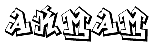 The clipart image features a stylized text in a graffiti font that reads Akmam.
