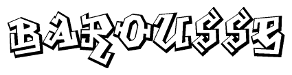 The clipart image depicts the word Barousse in a style reminiscent of graffiti. The letters are drawn in a bold, block-like script with sharp angles and a three-dimensional appearance.